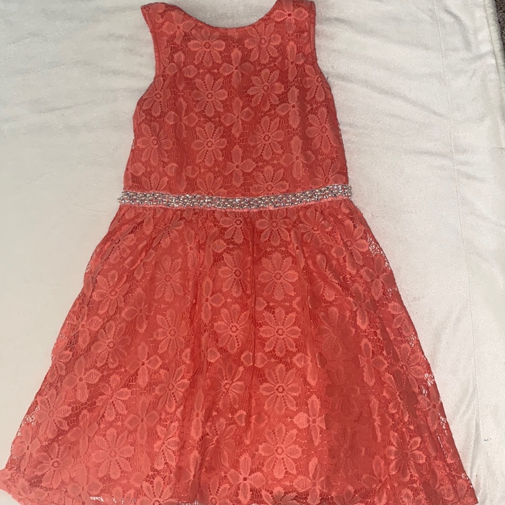 Coral with Pearl accents dress